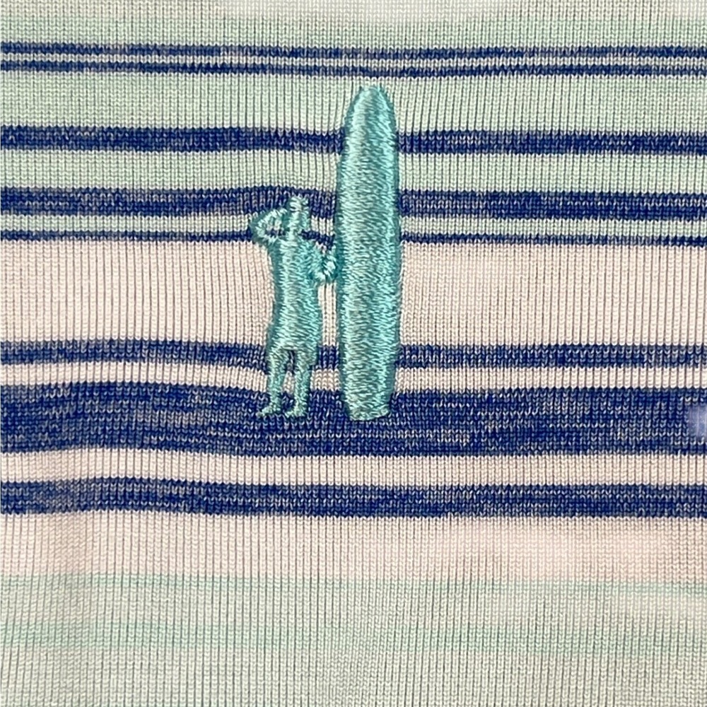Johnnie-O EUC Polo Shirt Men's XL Blue Green Striped Dutton JMPO5110 Cay color - Picture 11 of 11